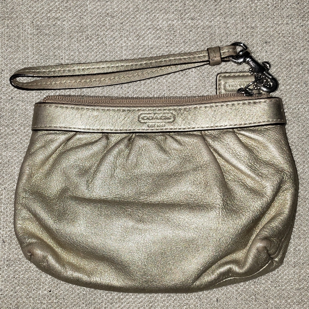 Coach Gold Leather Wristlet
